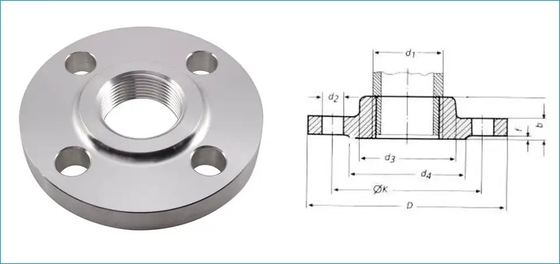 ASME B16.5 फोर्जिंग A105N उठा हुआ फेस कार्बन स्टील NPT / BSPT थ्रेडेड निकला हुआ किनारा